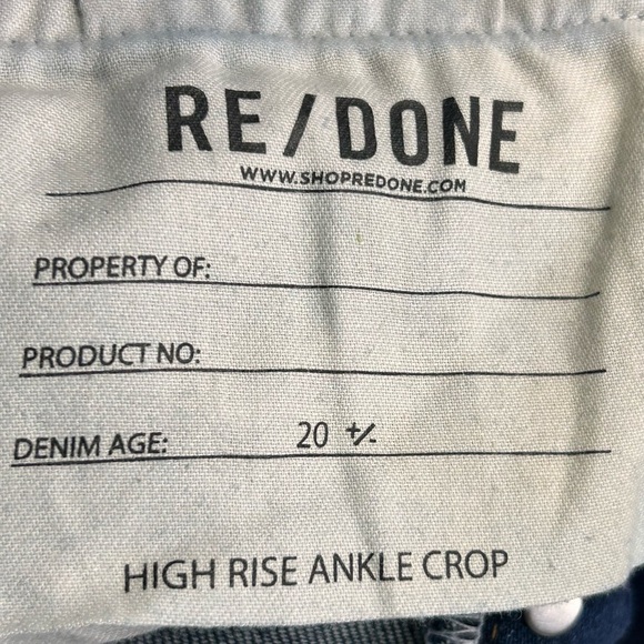 Re/Done Comfort Stretch High Rise Ankle Crop 28 Midnight Blue Button Fly - Picture 12 of 16